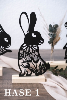 Aufsteller Osterhase mit Holzsockel